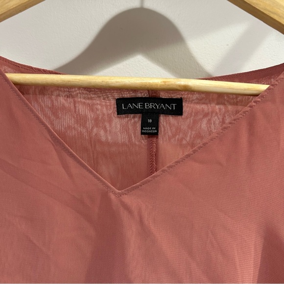 Lane Bryant Women's Pink V-Neck Blouse - Picture 3 of 7